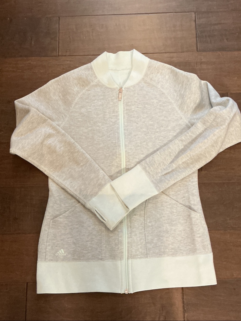 Adidas Light Heather Green/Gray Full-Zip reversible Bomber sweatshirt Jacket